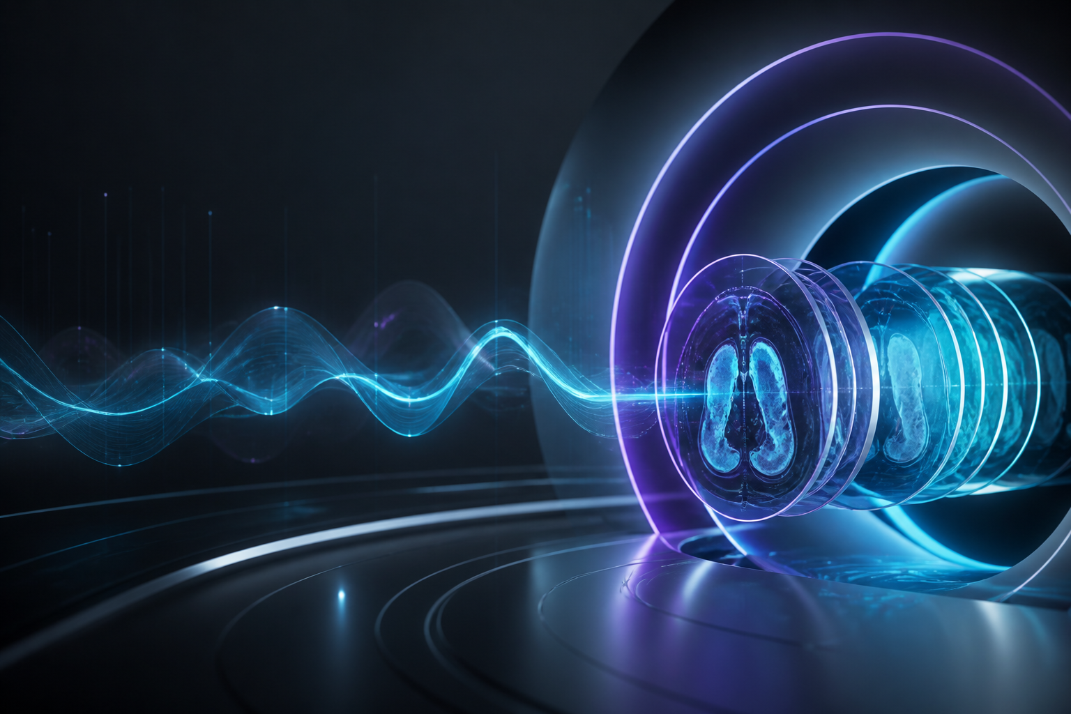 Abstract diagnostic rings and layered light suggesting healthcare technology
